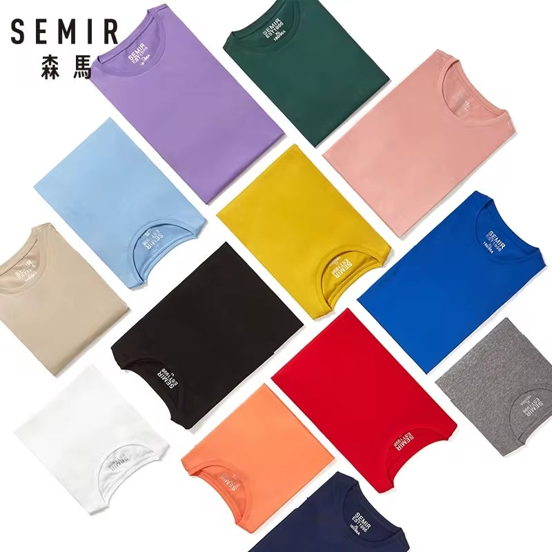 Summer Cotton T Shirts Men 2025 Simple O Neck Stretch Solid New Tops Clothing Casual Tshirt Man Streetwear Cool Tee Shirts